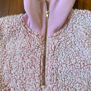 PINK CROP SHERPA JACKET